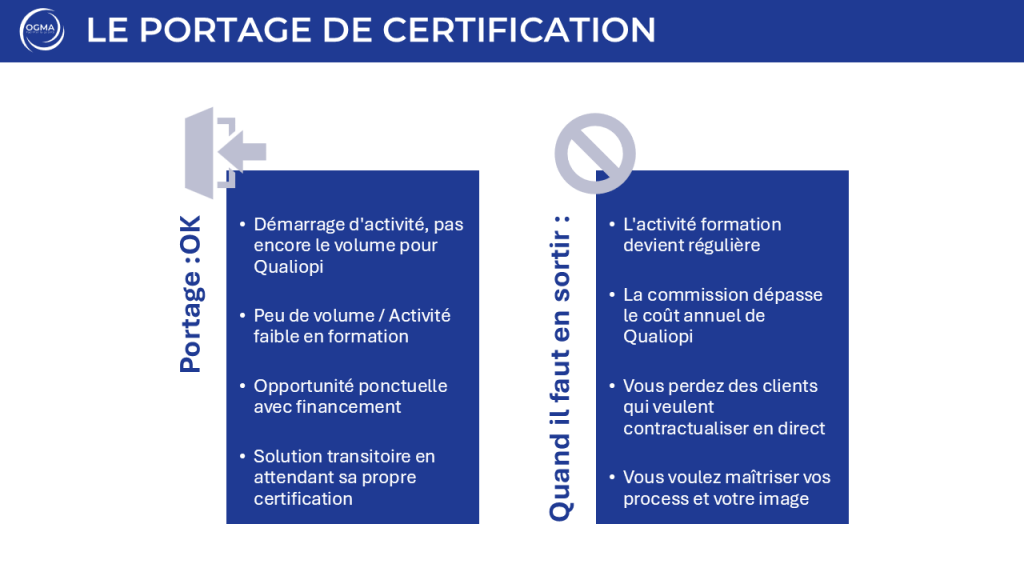 Portage de certification : quand c'est pertinent et quand il faut en sortir